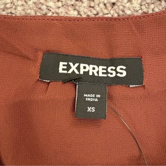 Express Womens Top Size XS V-Neck Faux Wrap Tie Waist Long Sleeves Lined NWT $54 - Picture 12 of 16
